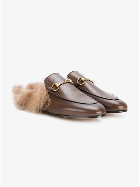 gucci princetown fur brown|farfetch Gucci mules.